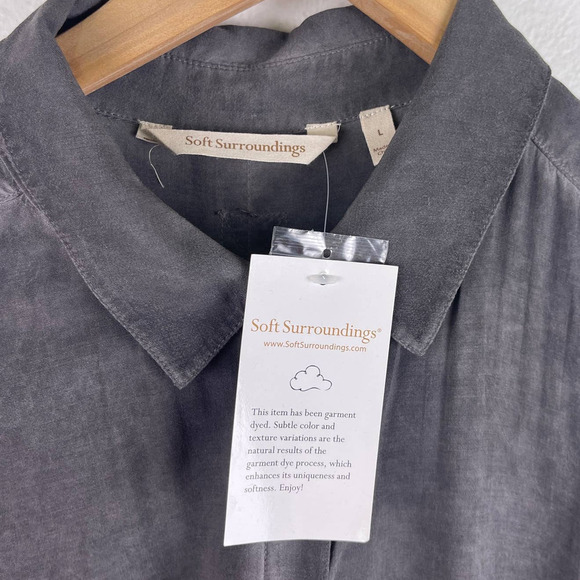 Soft Surroundings Camilla Wide Leg Soft Gray Jumpsuit Women's Large *TINY FLAWS - Picture 4 of 12